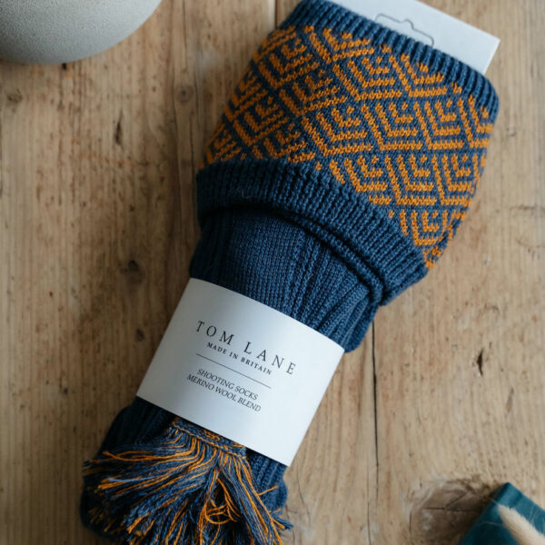 Belvoir shooting socks - Blue & Ochre