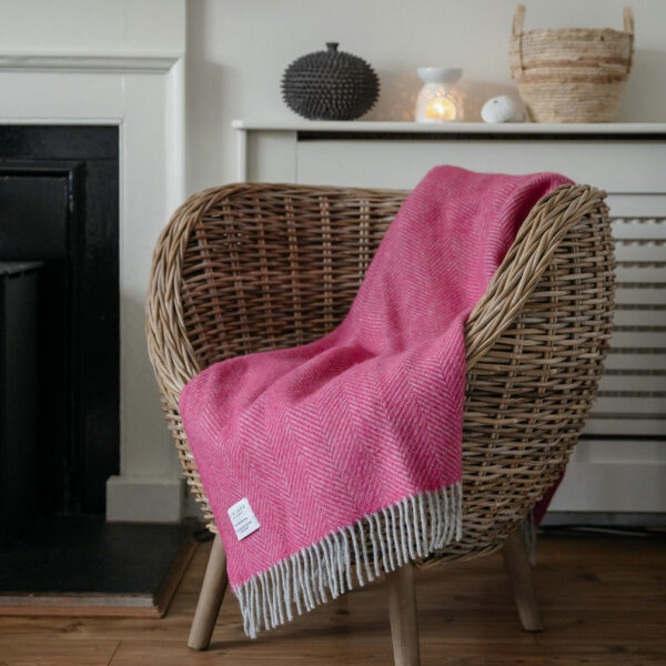 Pink Herringbone Throw