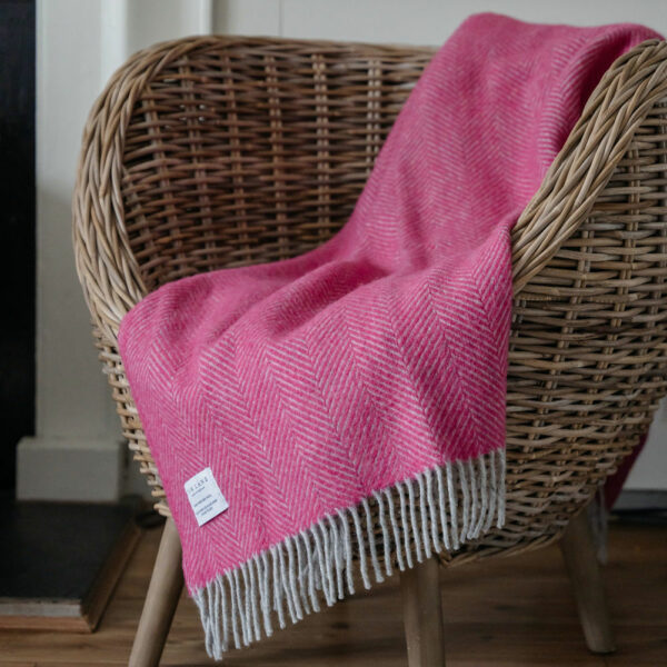 Pink Herringbone Throw