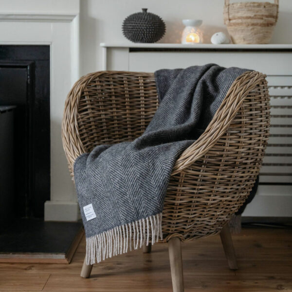 Charcoal Herringbone Throw