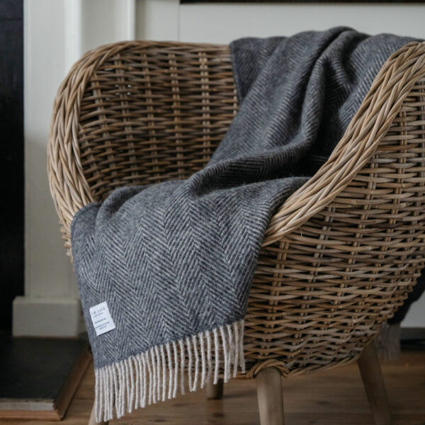 Charcoal Herringbone Throw